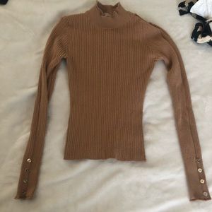 camel mock neck sweater